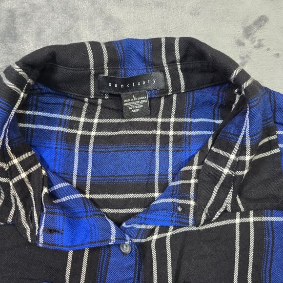 Sanctuary Blue & Black Plaid Button Down Shirt | Women’s Medium - Picture 5 of 13
